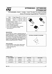 DataSheet STD6NK50Z pdf